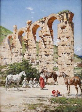 ヴィクトル・ユゲ Painting - Halte pres de Aqueduc de Oued ベラ シェルシェル アルジェリー ヴィクトル ユゲ オリエンタリスト